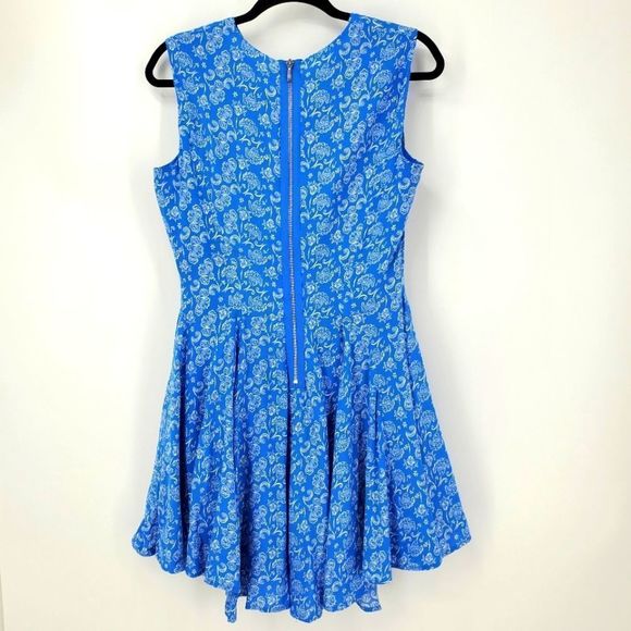 H&M Sleeveless Blue Skater Dress with Visible Back Zipper Size 10 - Picture 9 of 9